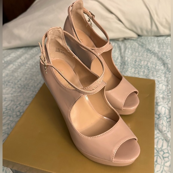 Thalia Sodi Nude peep toe stilettos 7.5 women - Picture 7 of 12